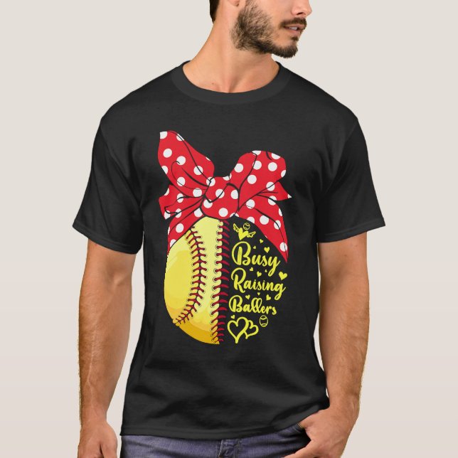 Camiseta Busy Raising Ballers Funny Softball Baseball Women (Anverso)