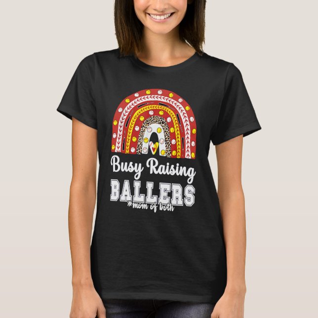 Camiseta Busy Raising Ballers Women Men Softball Baseball R (Anverso)