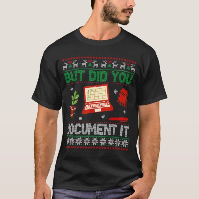 Camiseta But Did You Doent It Funny Office Christmas Ugly S (Anverso)