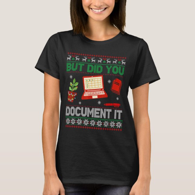 Camiseta But Did You Doent It Funny Office Christmas Ugly S (Anverso)