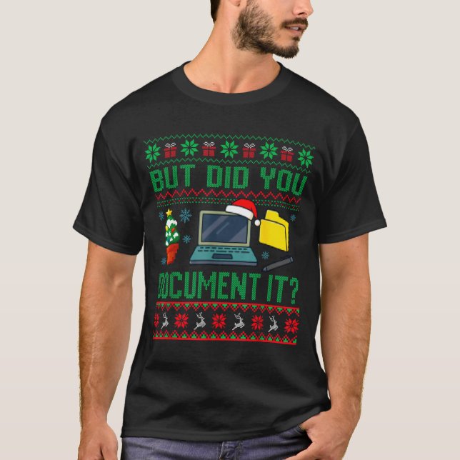 Camiseta But Did You Doent It Funny Office Christmas Ugly S (Anverso)