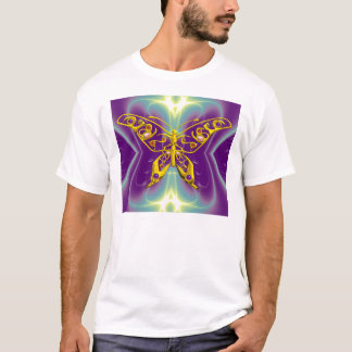 Camiseta BUTTERFLDE HIPER ORO ,Ondas Fractales Verde Púrpur