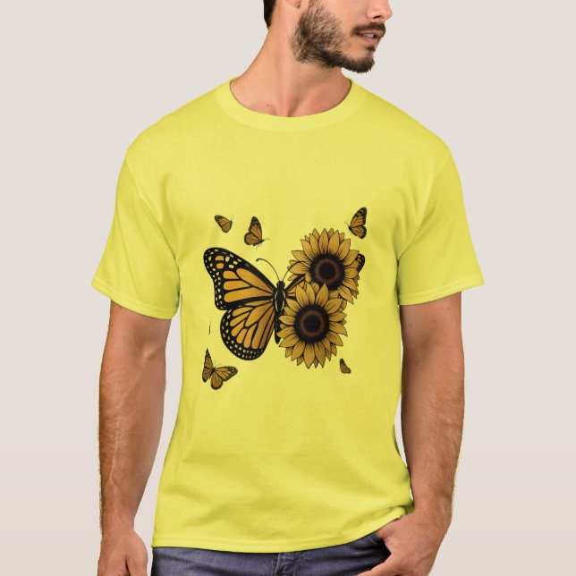 Camiseta Butterflies and Sunflowers (Anverso)