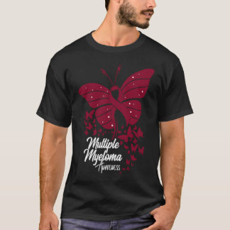 Camiseta Butterflies & Burgundy Ribbon Multiple Myeloma Awa