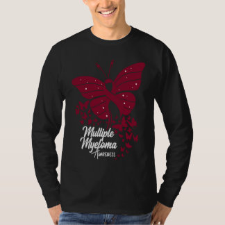 Camiseta Butterflies & Burgundy Ribbon Multiple Myeloma Awa