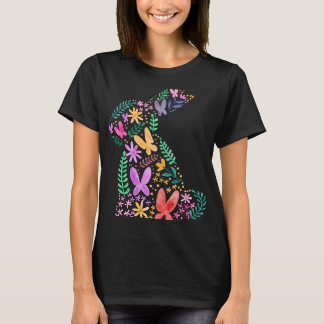 Camiseta Butterflies Flower Easter Bunny Fun for Spring Eas (Anverso)