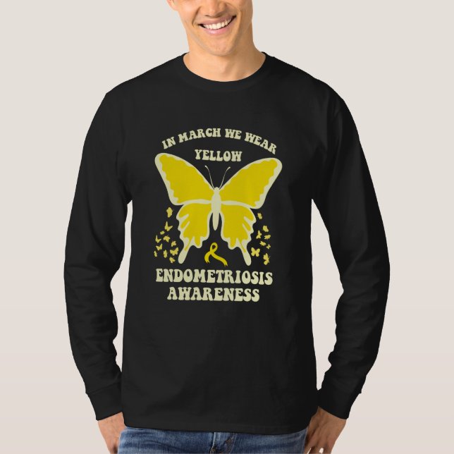 Camiseta butterflies in march we wear yellow endometriosis  (Anverso)