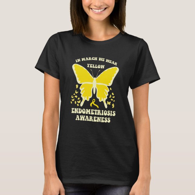 Camiseta butterflies in march we wear yellow endometriosis  (Anverso)