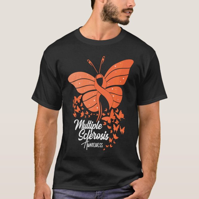 Camiseta Butterflies & Orange Ribbon Multiple Sclerosis Awa (Anverso)