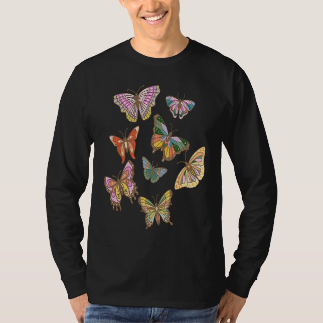 Camiseta Butterflies Retro Aesthetic Trend Preppy Teen Girl (Anverso)