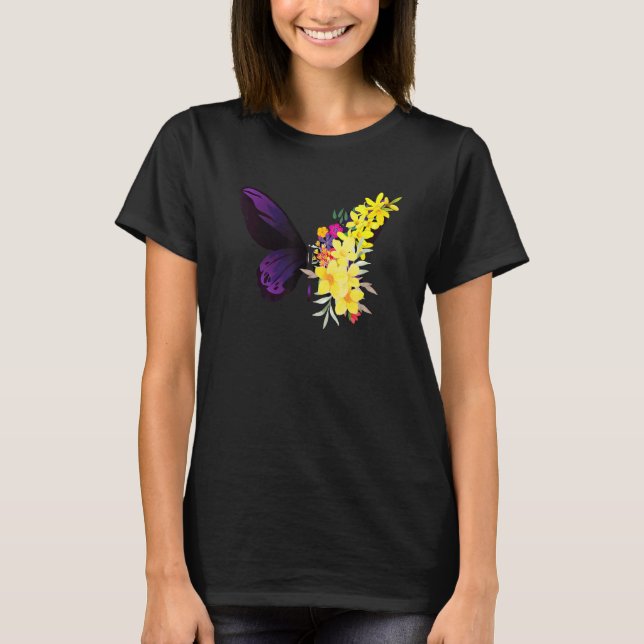 Camiseta Butterflower chrysanthemums and butterfly (Anverso)