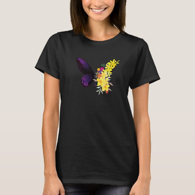 Camiseta Butterflower chrysanthemums and butterfly (Anverso)
