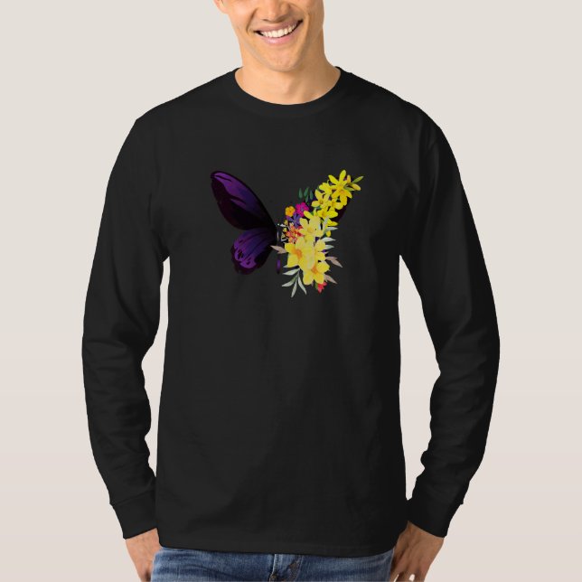 Camiseta Butterflower chrysanthemums and butterfly (Anverso)