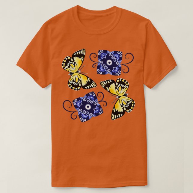 Camiseta Butterfly and blue ornate  (Diseño del anverso)