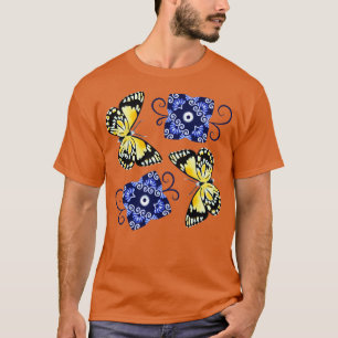 Camiseta Butterfly and blue ornate 