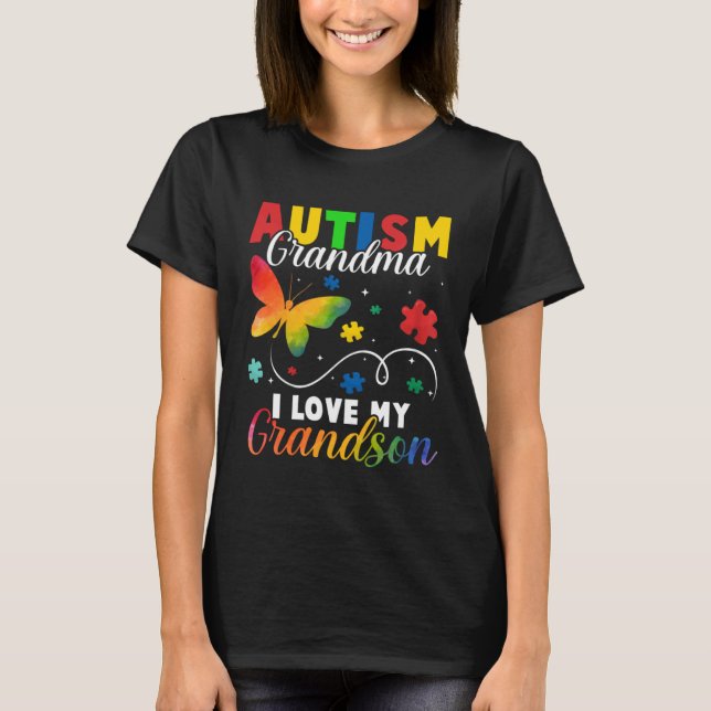 Camiseta Butterfly Autism Grandma I Love My Grandson Awaren (Anverso)