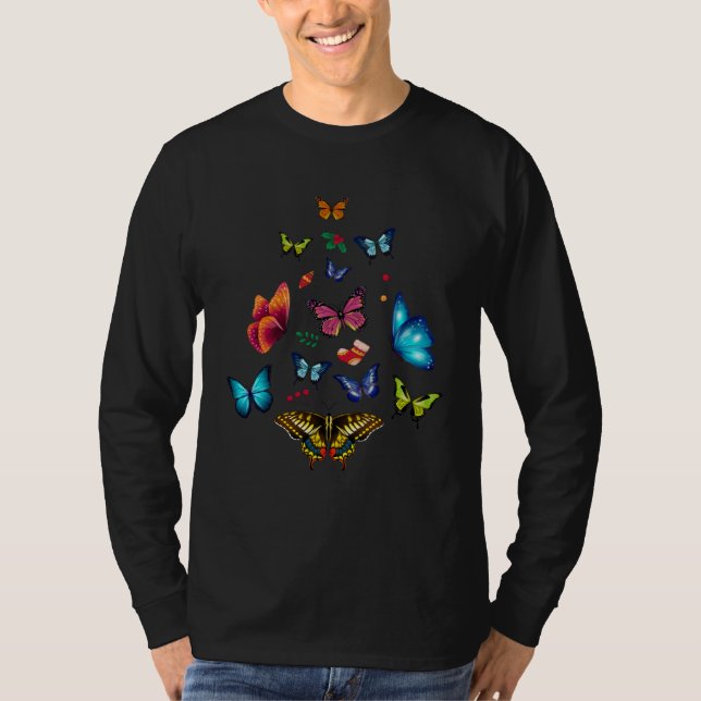 Camiseta Butterfly Christmas Tree Lights Butterfly Women Gi (Anverso)