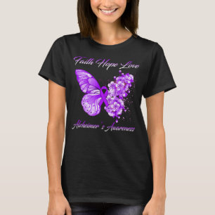 Camiseta Butterfly Faith Hope ama la conciencia de Alzheime