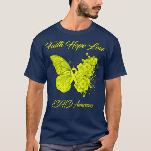 Camiseta Butterfly Faith Hope Love ADHD Awaration