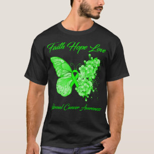 Camiseta Butterfly Faith Hope Love Adrenal Cancer Awareness