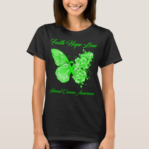 Camiseta Butterfly Faith Hope Love Adrenal Cancer Awareness