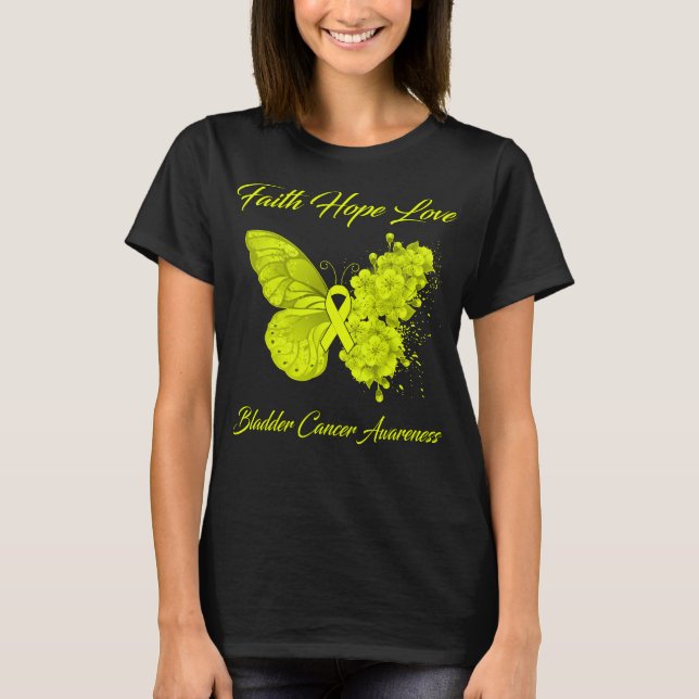 Camiseta Butterfly Faith Hope Love Bladder Cancer Awareness (Anverso)