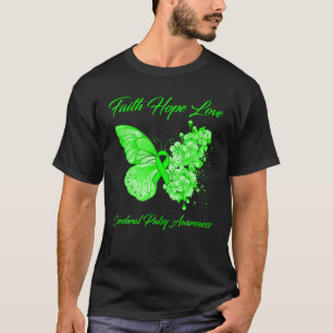 Camiseta Butterfly Faith Hope Love Cerebral Palsy Awareness