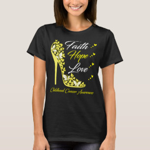 Camiseta Butterfly Faith Hope Love Children Cancer Warrior