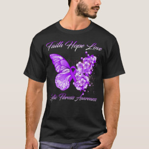 Camiseta Butterfly Faith Hope Love Cystic Fibrosis Awarenes