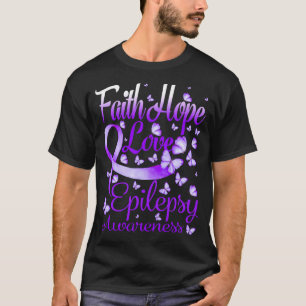 Camiseta Butterfly Faith Hope Love Epilepsy Awareness