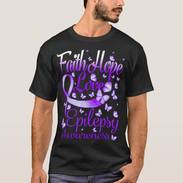 Camiseta Butterfly Faith Hope Love Epilepsy Awareness (Anverso)