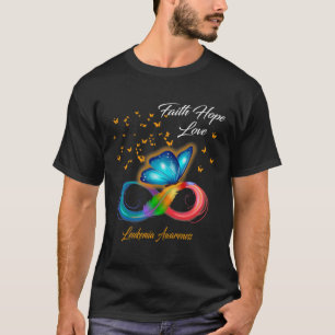 Camiseta Butterfly Faith Hope Love Leukemia Awareness