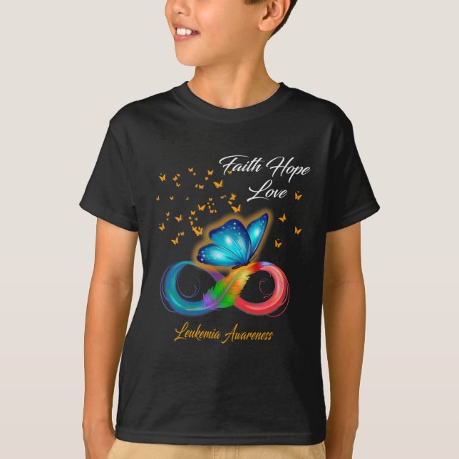 Camiseta Butterfly Faith Hope Love Leukemia Awareness (Anverso)