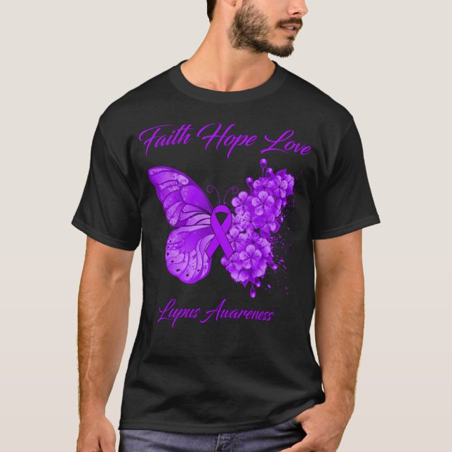 Camiseta Butterfly Faith Hope Love Lupus Awaration (Anverso)