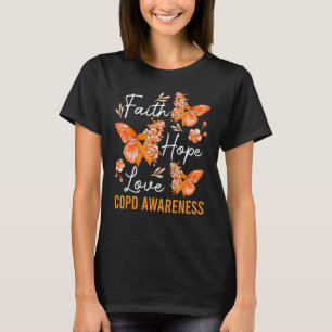 Camiseta Butterfly Faith Hope Love Ribbon COPD Awaration