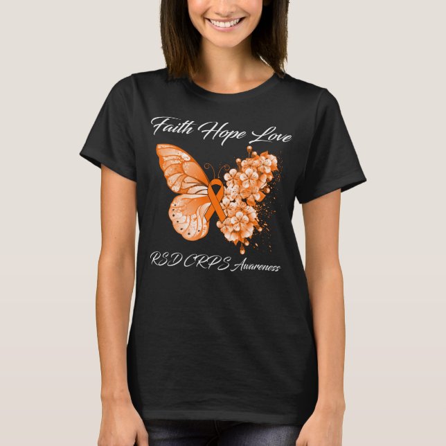 Camiseta Butterfly Faith Hope Love RSD CRPS Awaration (Anverso)