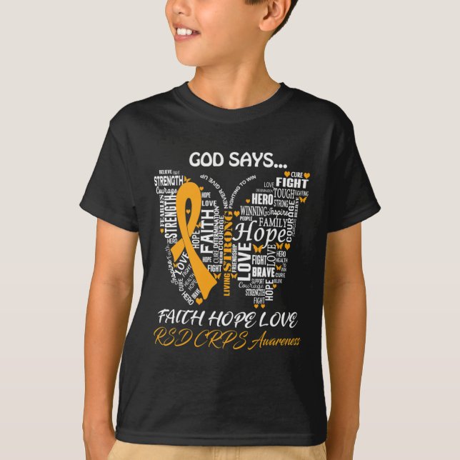 Camiseta Butterfly Faith Hope Love RSD CRPS Regalos de sens (Anverso)