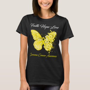 Camiseta Butterfly Faith Hope Love Sarcoma Cancer Awareness