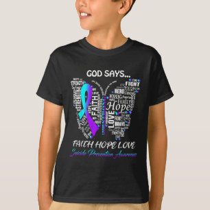 Camiseta Butterfly Faith Hope Love Suicide Prevention Aware