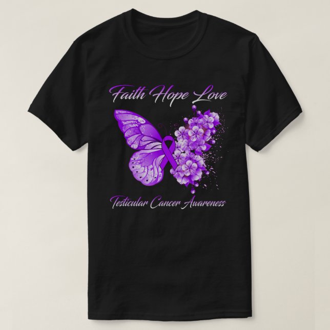 Camiseta Butterfly Faith Hope Love Testicular Cancer Awaren (Diseño del anverso)