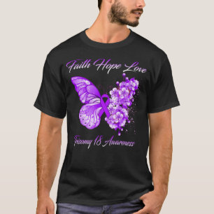 Camiseta Butterfly Faith Hope Love Trisomy 18 Conciencia