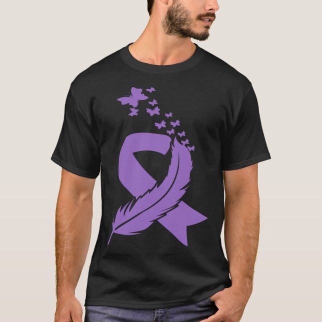 Camiseta Butterfly Feather Ribbon Alzheimer s & Epilepsy Aw (Anverso)