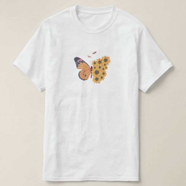 Camiseta butterfly flowers (Diseño del anverso)