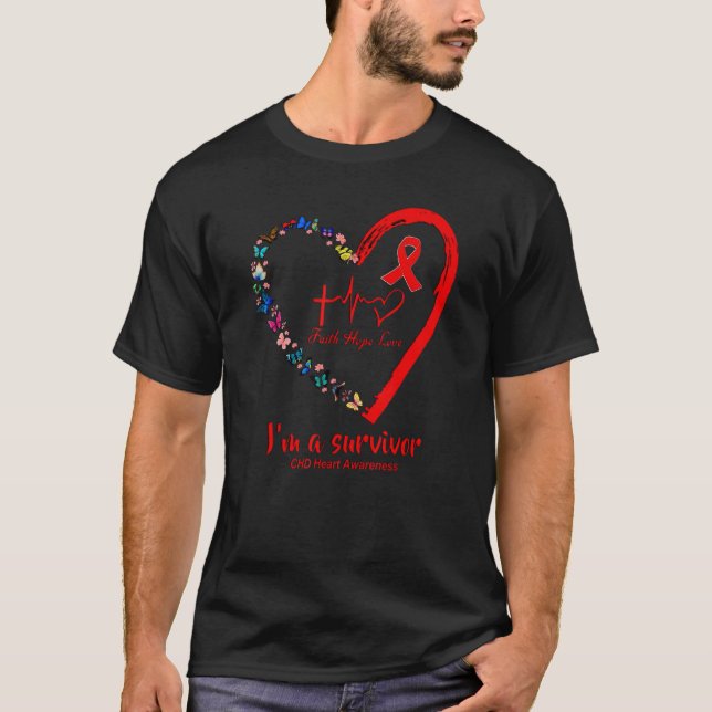 Camiseta Butterfly Heart I'm A Survivor CHD Heart Disease A (Anverso)