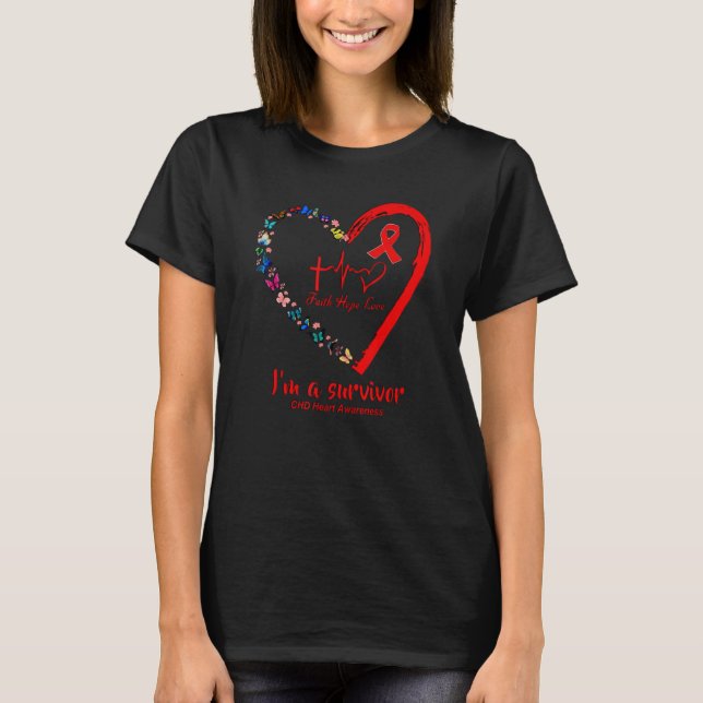Camiseta Butterfly Heart I'm A Survivor CHD Heart Disease A (Anverso)