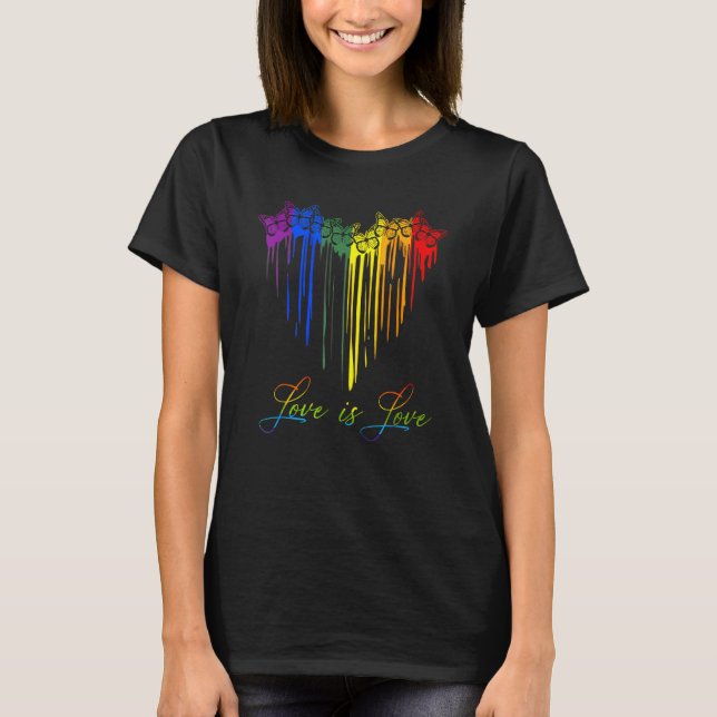 Camiseta Butterfly Heart Rainbow Love Is Love LGBT Gay Lesb (Anverso)