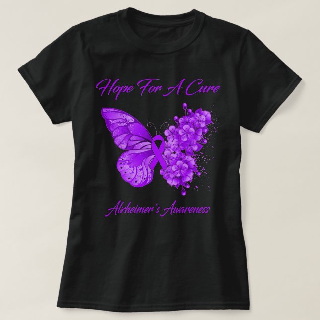 Camiseta Butterfly Hope For A Cure Alzheimer'S Awareness (Diseño del anverso)