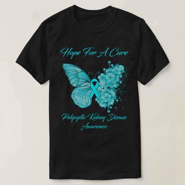 Camiseta Butterfly Hope For A Cure Polycystic Kidney Diseas (Diseño del anverso)