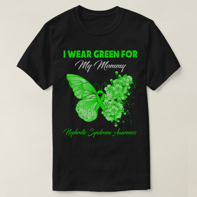Camiseta Butterfly I Wear Green For My Husband Nephrotic Sy (Diseño del anverso)
