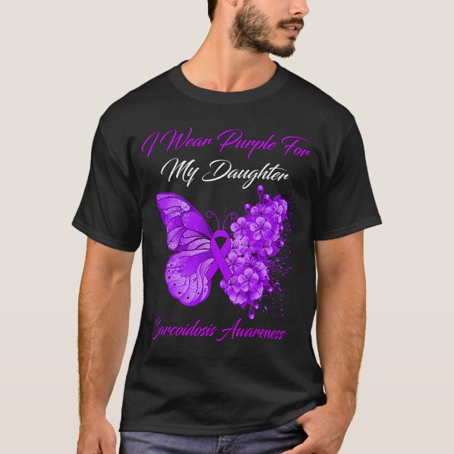 Camiseta Butterfly I Wear Purple For My Daughter Sarcoidosi (Anverso)